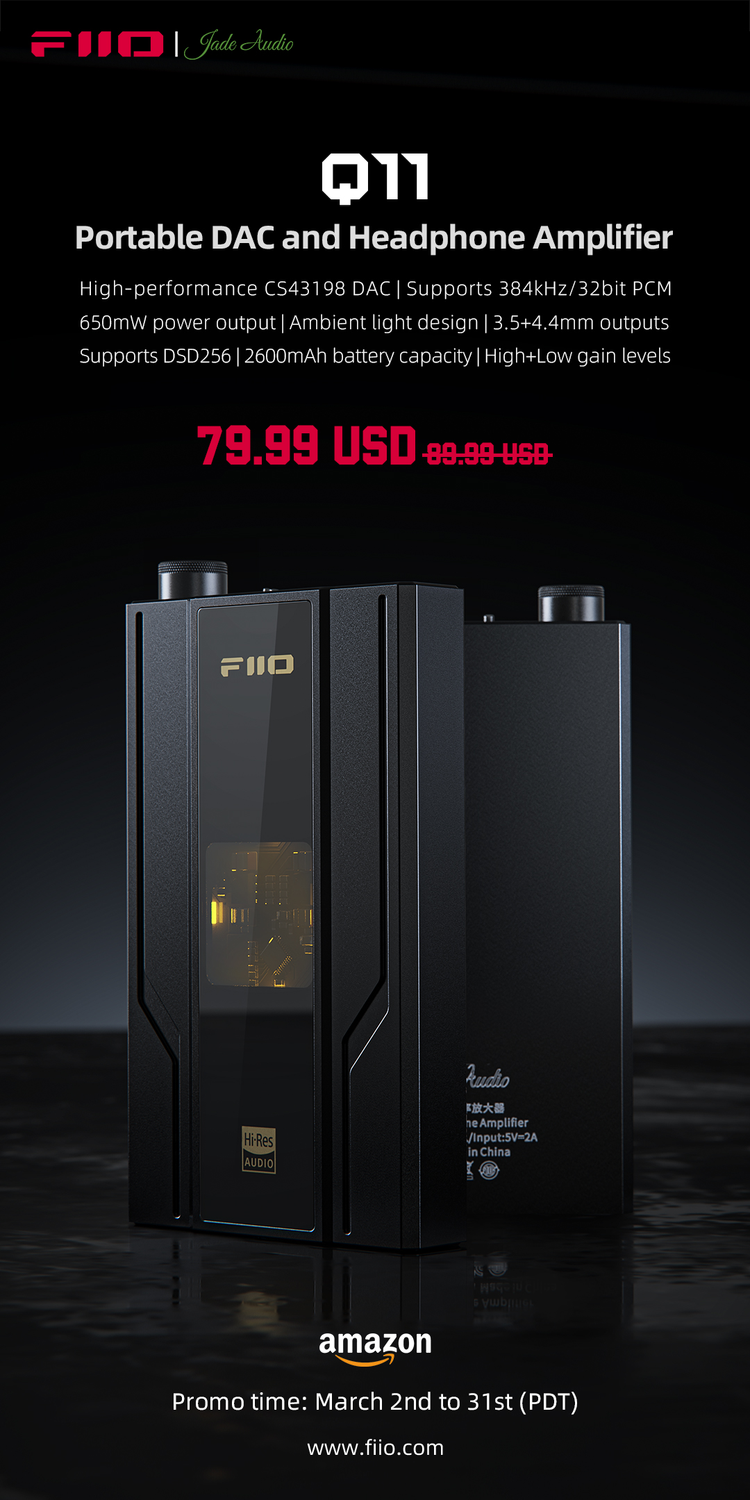 FiiO & JadeAudio Portable DAC and Headphone Amplifier Q11 Is 